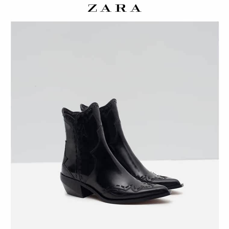 ZARA 女鞋 平跟牛仔及踝皮靴 15162001040