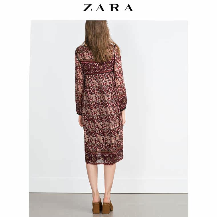 ZARA 女装 印花吊带连身裙 07521244600