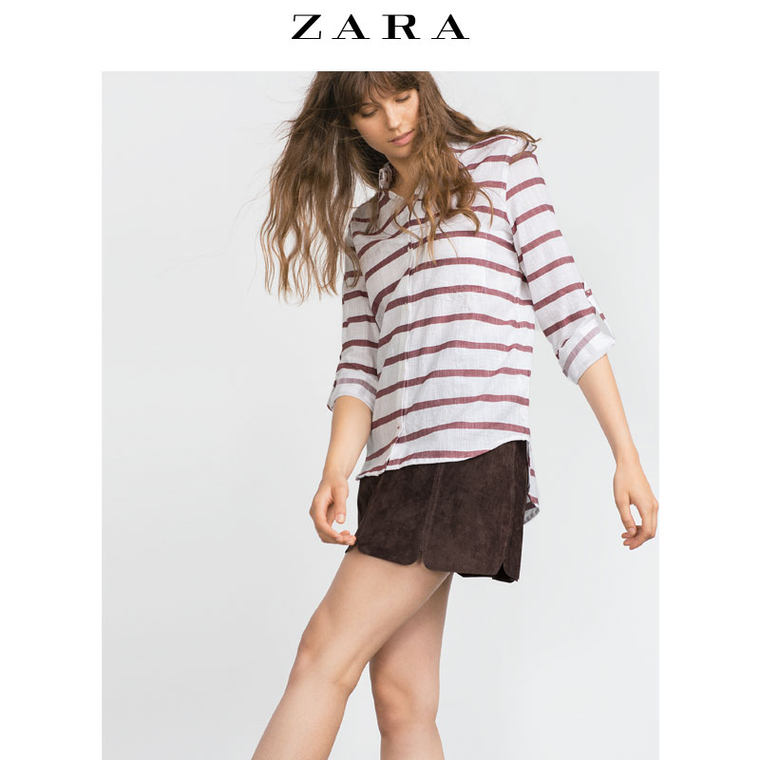 ZARA 女装 条纹衬衫 01821221068