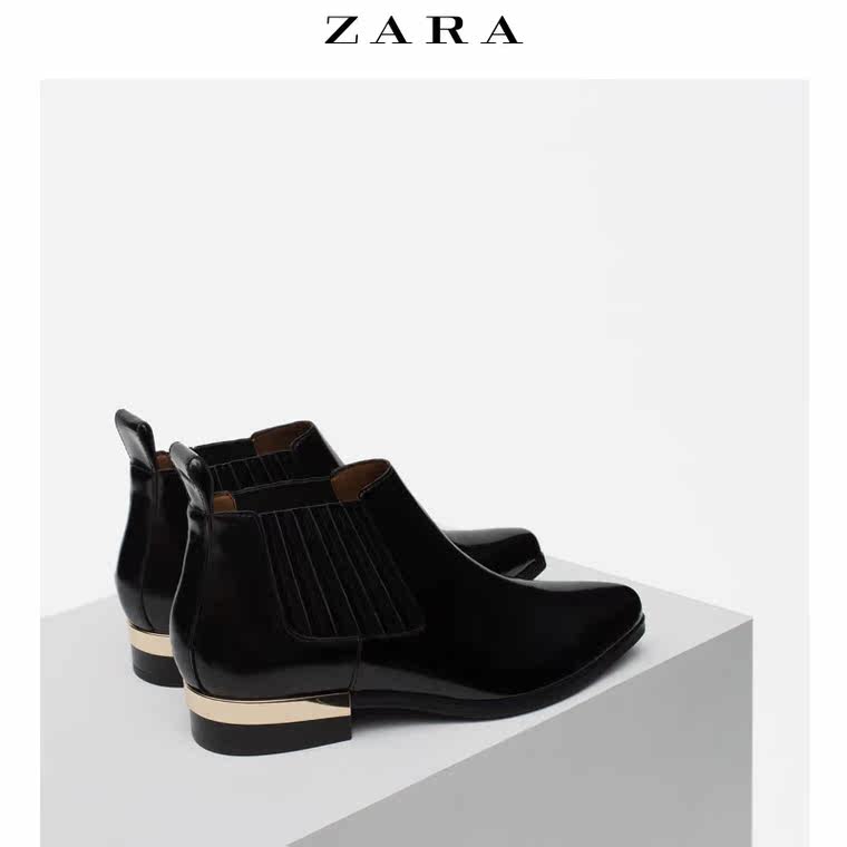 ZARA 女鞋 金属板短靴 15154001040