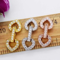 925 Pure Silver Gilded Inlaid Diamond Pearl Bracelet Necklace Clasp single double row Three rows of buckle heart-shaped buckle pearl clasp