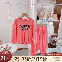 Girl Set 2021 Spring and Autumn New Tong Tong Wei two-piece Korean version of foreign-style children long sleeve leisure sports