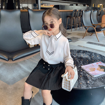 Girls  shirts 2021 spring new childrens foreign style college style shirts middle and large childrens Korean version of spring and autumn long-sleeved tops