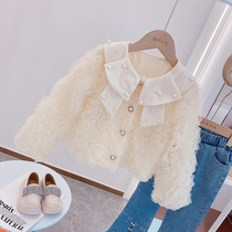 Girl autumn coat 2021 new middle and Big Boy foreign style three-dimensional flower coat little girl Korean coat tide