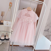 Girl dress 2021 Autumn New middle child Korean version of foreign style long sleeve princess dress children sequin skirt tide