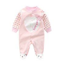 Baby spring and summer cotton long-sleeved one-piece clothing foot Hayi climbing clothes Newborn full moon clothes Mens and womens baby air conditioning clothes