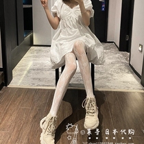 Japanese white stockings womens thin lace black silk sexy anti-hook silk pantyhose ultra-thin Japanese fishnet socks women ng