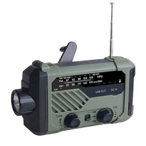 Multifunctional simple outdoor emergency disaster prevention solar rechargeable hand-cranked radio FM portable flashlight