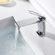 German high-end creative bench pelvic floor pelvic floor full copper sheet single-hole waterfall type onstage basin hot and cold tap