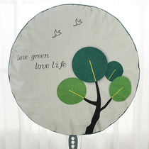 All-inclusive fan dust cover desktop electric fan cover floor-standing fan cover Universal round type pastoral blue transparent fabric