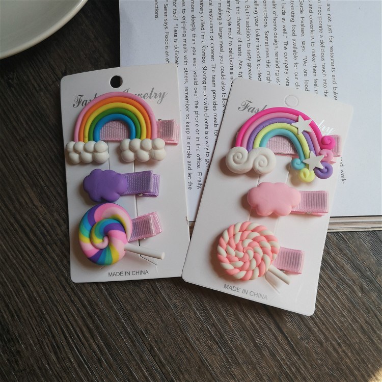 The Children 's han edition hair hairpin manual soft TaoCaiHong lollipop head ornaments hairpin security card clip of the girls