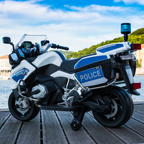 BMW police car childrens electric motorcycle can sit on a double four-wheeler baby toy car charging child large