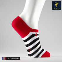 POLO pure cotton mens socks low-top short tube breathable sweat-absorbing spring and summer thin cotton socks striped casual shallow mouth non-slip boat socks