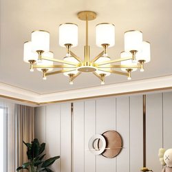 Golden chandelier living room lamp simple modern atmosphere 2024 new Nordic restaurant lamp light luxury whole house lighting package