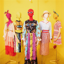 Clothing model props female high-grade Korean version of the collarbone color deerskin velvet half-body dummy clothing store window display rack