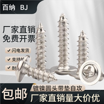 Nickel-plated round head cross with pad self-tapping PWA pan head with meson screw gasket M2M2 3M2 6M3M3 5M4