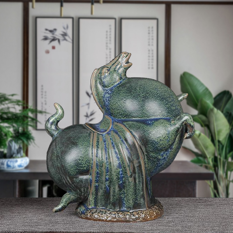 Jingdezhen ceramic variable glaze business needs new classical Chinese style gifts zodiac horses office decoration furnishing articles