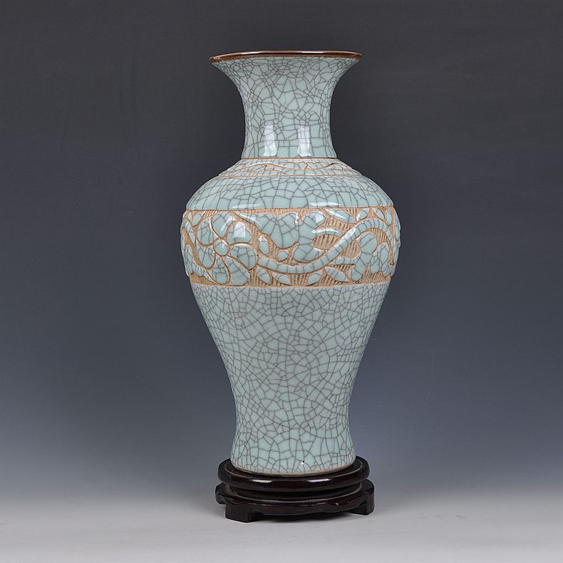 Archaize of jingdezhen ceramics up crack open piece of vases, flower implement pure manual home decoration carving furnishing articles