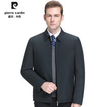 Pierre Cardin 2022 Winters new mid-age fall short and light thin down jacket White duck suede mens clothing