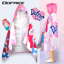 Duofanlin Childrens quick-drying bath towel Cloak Swimming bathrobe Towel cloth girl seaside travel portable beach towel