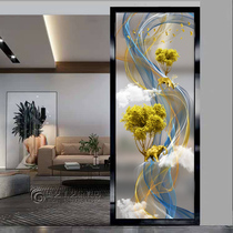 New art glass screen partition European style porch double-sided frosted transparent decorative glass rich map