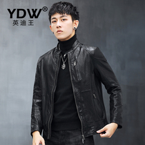 Haining men's tanned leather clothes and water washing to make old handsome genuine leather jacket men's sheepskin short locomotive wave