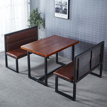 Theme restaurant custom solid wood noodles table and chair combination industrial wind clean bar iron sofa card seat hotel hot pot table