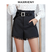 MAXRIENY2020 autumn new black high waist Hepburn style straight pants all-match slim slim shorts women
