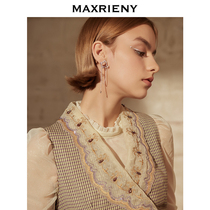 MAXRIENY2021 spring new French gentle style knitted top women slim design sense retro niche Hepburn