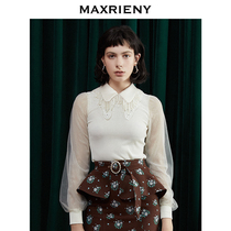 MAXRIENY2020 winter New lace long sleeve French top design sense female niche