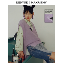 (RIENYRE series)MAXRIENY2020 autumn new sleeveless hoop mohair knitted vest for women
