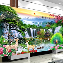 2021 New Cross embroidery DIY thread embroidery living room flowing water wealth landscape handmade embroidery welcome pine landscape