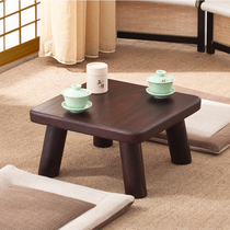 Japanese-style burned Tung wood bay window table Kang table Kang table Solid wood tatami table windowsill small coffee table Burned Tung wood coffee table Tea table
