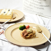 Japanese Net red wind ins ceramic tableware steak plate ice crack large plate household plate simple dish plate Disc defect