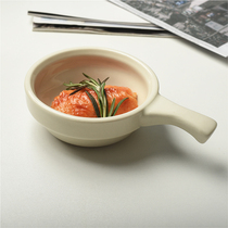 Beauty Blue Ceramics ins cute with handle bowls Korean dessert bowls Restaurant breakfast bowls Yogurt Oat Bowl Blemish