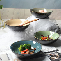 Japanese creative ceramic tableware Art restaurant Home bowl salad bowl solid color instant noodle bowl canteen rice bowl defects