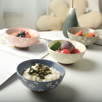 Beauty Blue Ceramic Japan Style Cherry Blossom Rice Bowls of Home Hand Painted Porridge Bowl Retro Cutlery Web Red Sweet Bowl Blemish