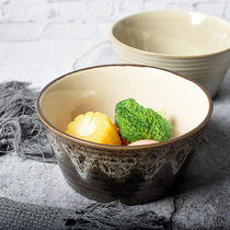 Net red day retro creative ceramic tableware household vegetable bowl fruit salad bowl student canteen instant noodle bowl blemishes