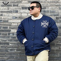 OGMC locomotive tide card 5150 new stand collar short large code thickened warm retro hide blue coarse cloth cotton padded jacket