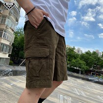 Nuclear Explosion Tide Card 2021B All-cotton Outdoor Loose Straight Drum Horse Pants 50% Casual Big Code Multi-Bag Tooling Shorts