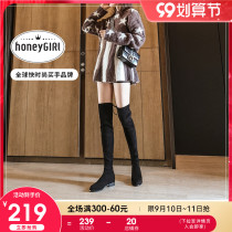 honeyGIRL winter new boots skinny boots over knee boots stretch boots Joker Black Spring and Autumn single boots