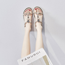 Sandals women fairy wind 2021 new summer Korean edition rhinestone wild net red ins tide bohemian flats