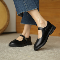 2021 Summer new line with small leather shoes thick bottom Mary Jane jk shoes children flat-bottomed Lefoe shoes single shoes