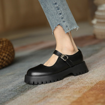 Genuine leather Inn Wind Small Leather Shoes Women Summer Jk Thin 2021 new thick bottom lined with Mary Jane shoes Female Lefoe shoes