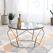 Nordic Iron Art Golden Tea Table Small Family Style Living Room Simple Tempered Glass Tea Table Tea Table Modern Creative Mini Tea