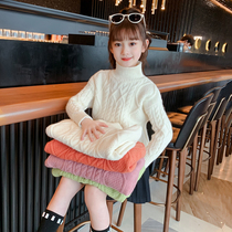 Girl Gush Integrated Sweater Autumn Winter New Children Thickened Knit Set Head Beat Undershirt CUHK Child High Neckline Clothes