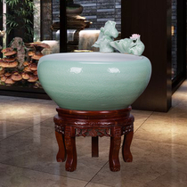 Extra large Jingdezhen Chinese atomized ceramic fish tank living room household ornaments flowing water humidification town fish tank feng shui Basin
