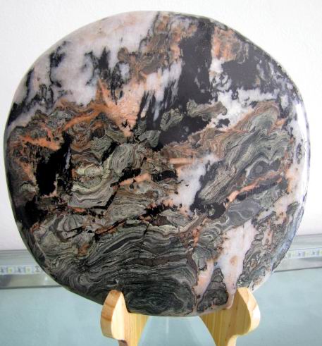 青海七彩石原石纯天然精品国画石泼墨画摆件批发免运费送底座
