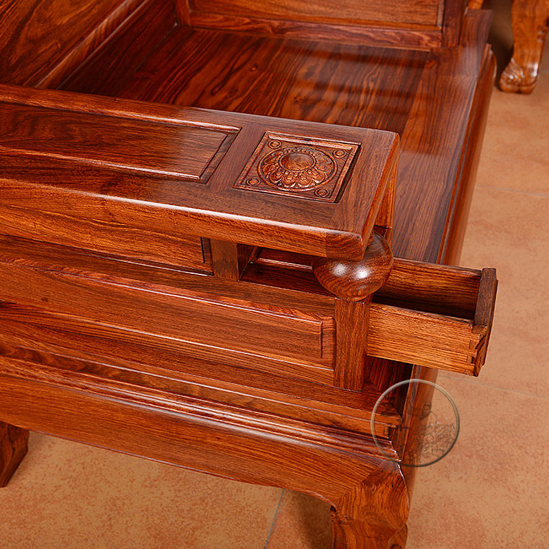 王木匠刺猬紫檀素面兰亭序沙发