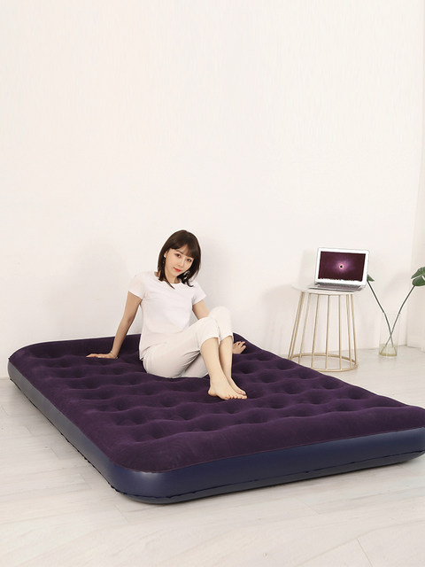 Jiajiayou air mattress home double air mattress single blue flocked mattress portable folding ຕຽງອາຫານທ່ຽງ